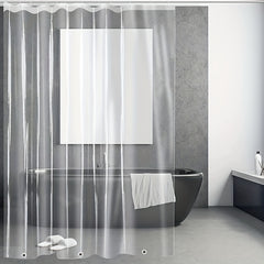 Waterproof Transparent Shower Curtain with 12 Hooks