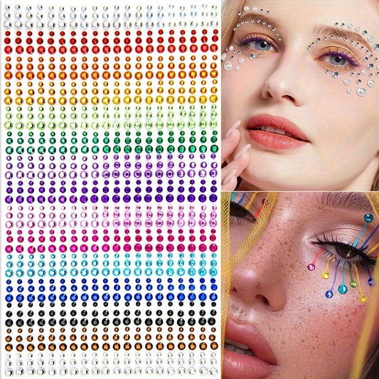 900pcs Self Adhesive Rhinestone Stickers 15 Colors 3 Sizes DIY Face Stickers