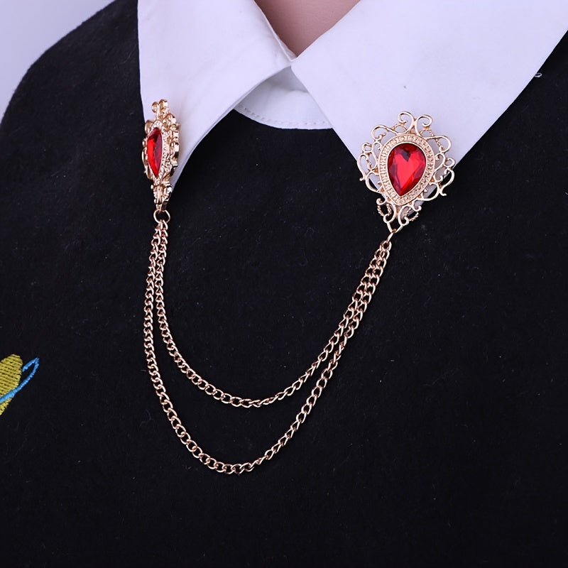 Men's Collar Pin Water Drop Tassel Corsage Shirt Decoration Buckle Pin