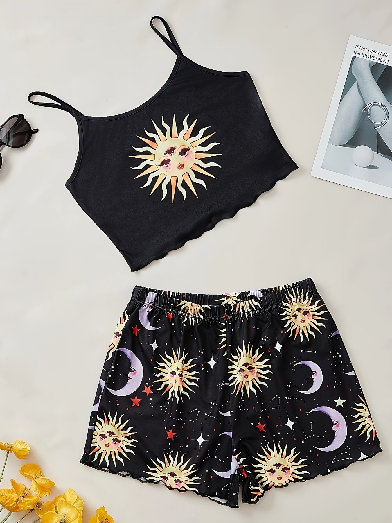 Sun & Moon Lounge Set Cami Top & Shorts Women's Loungewear