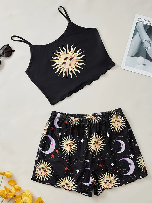 Sun & Moon Lounge Set Cami Top & Shorts Women's Loungewear
