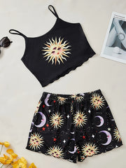 Sun & Moon Lounge Set Cami Top & Shorts Women's Loungewear