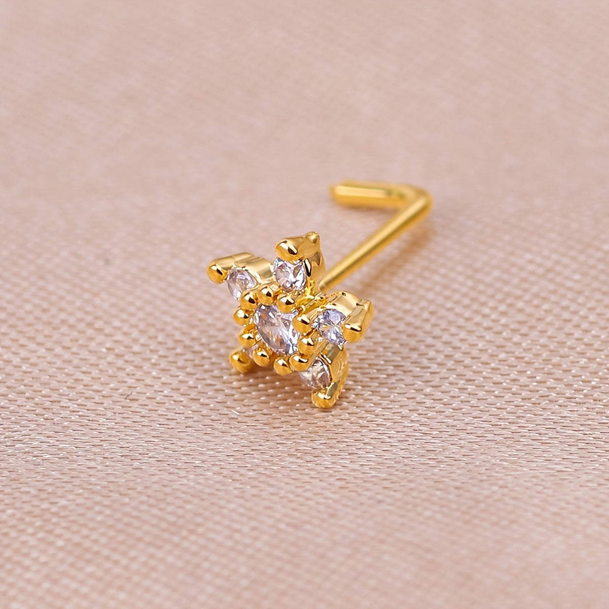 Zircon Flower Nose Stud Copper Piercing