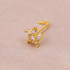 Zircon Flower Nose Stud Copper Piercing