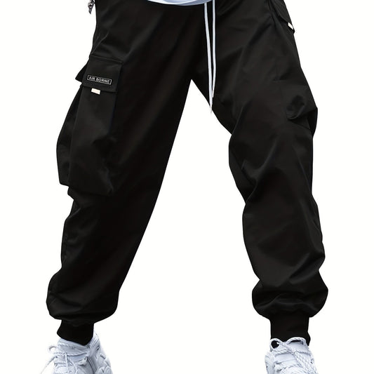 Men's Casual Cargo Pants with Drawstring Waist and Pockets