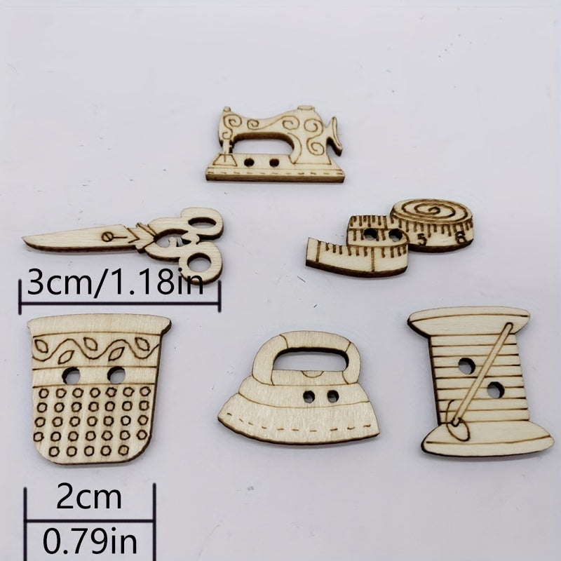20pcs DIY Wooden Sewing Shapes for Crafting