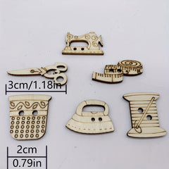 20pcs DIY Wooden Sewing Shapes for Crafting