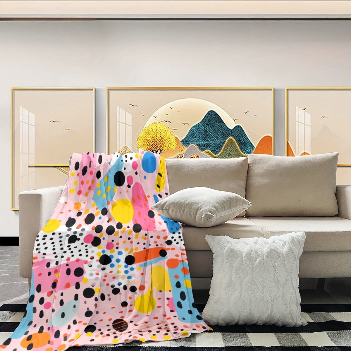 Warm & Comfy Soft Blanket Bright Colors Throw Bed Sofa Camping