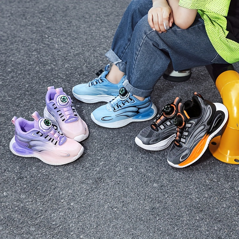 Girls Luminous Sneakers with Rotating Button - Lightweight Anti Slip Sneakers