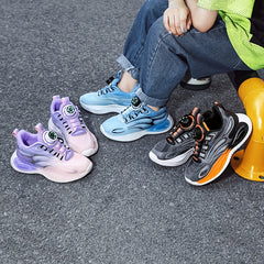 Girls Luminous Sneakers with Rotating Button - Lightweight Anti Slip Sneakers