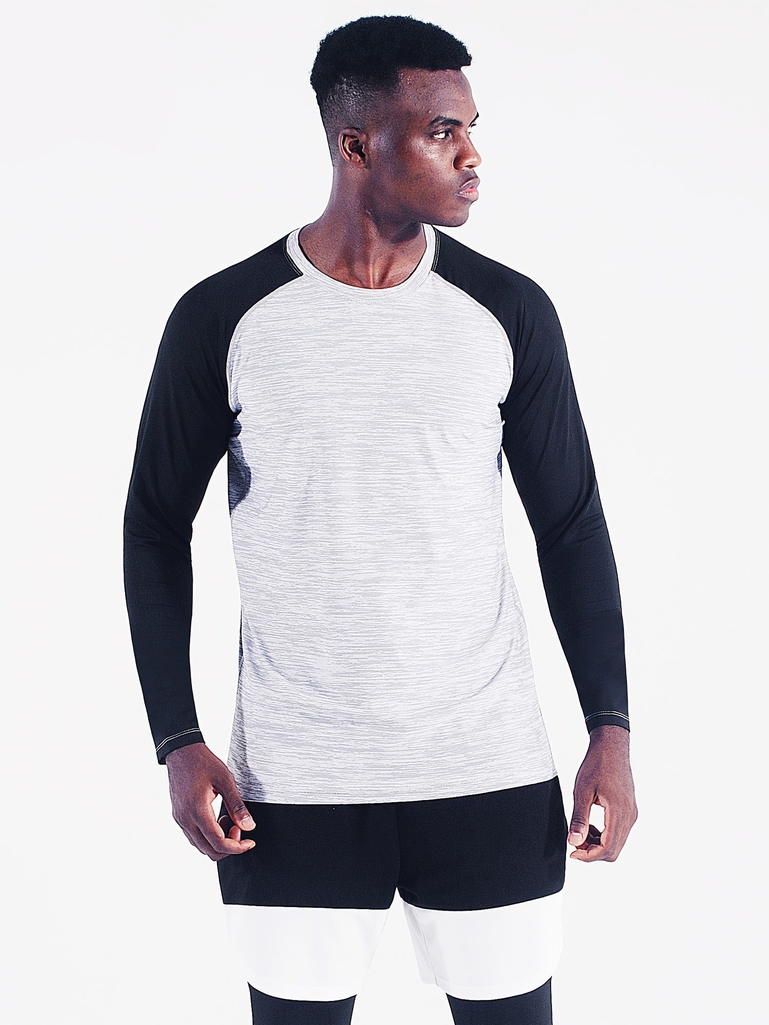 Men's Long Sleeve Block Sport Sweatshirt Quick Drying Loose T shirt