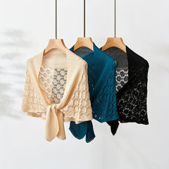 Solid Knitted Shawl Hollow Out Wraps Warm Cape Scarves