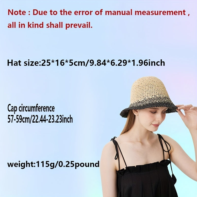 Khaki Gradient Crochet Bucket Hat Vintage Fisherman Cap