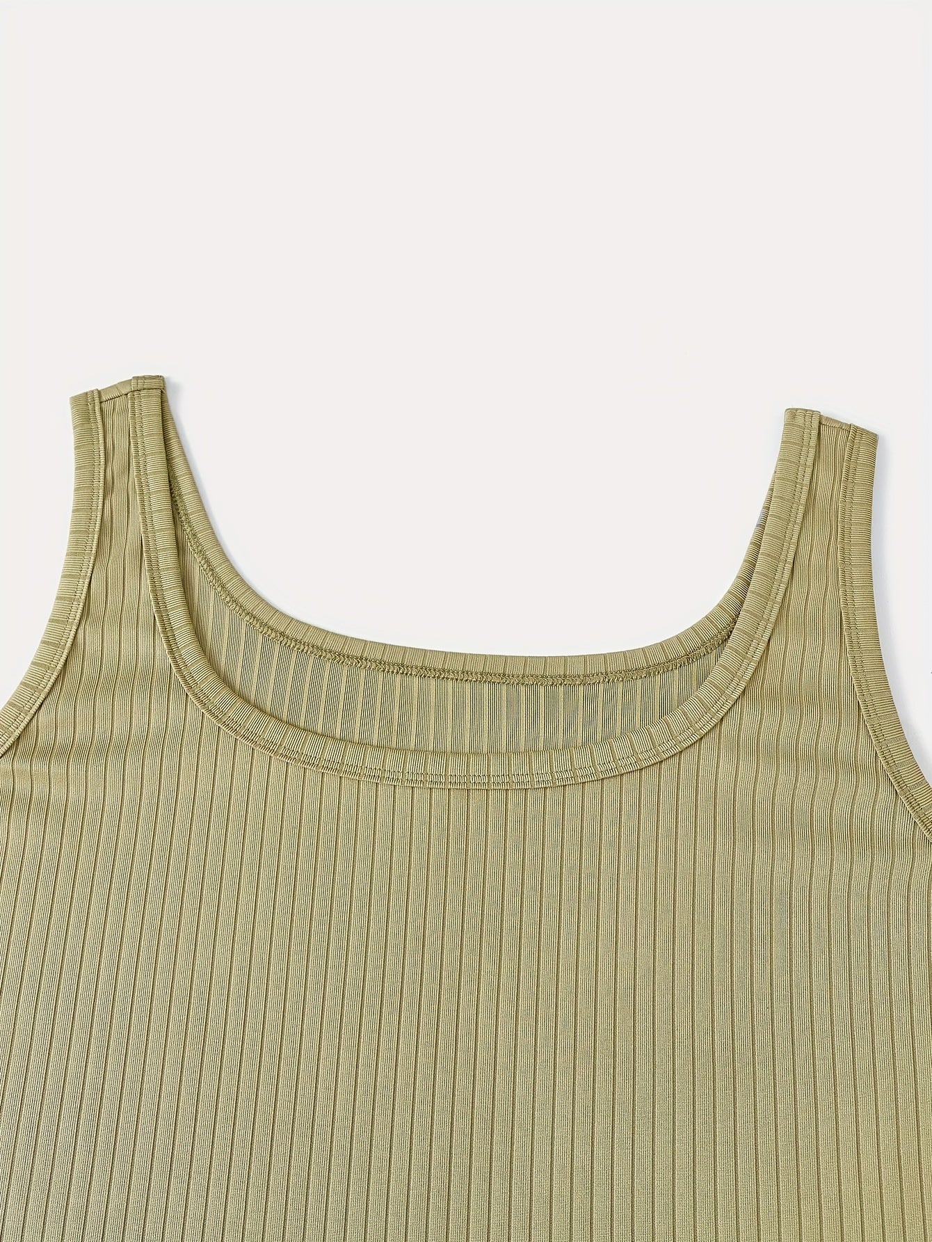  Basic Cami Dress Solid Ribbed Round Neck High Stretch Mini Summer Dres