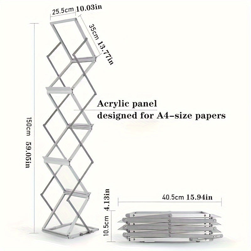 Portfolio File Display Rack A4 Aluminum Folding Data Rack Catalog Display Office Magazine ...