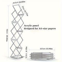 A4 Aluminum Folding Data Rack Catalog Display Office Magazine Exhibition