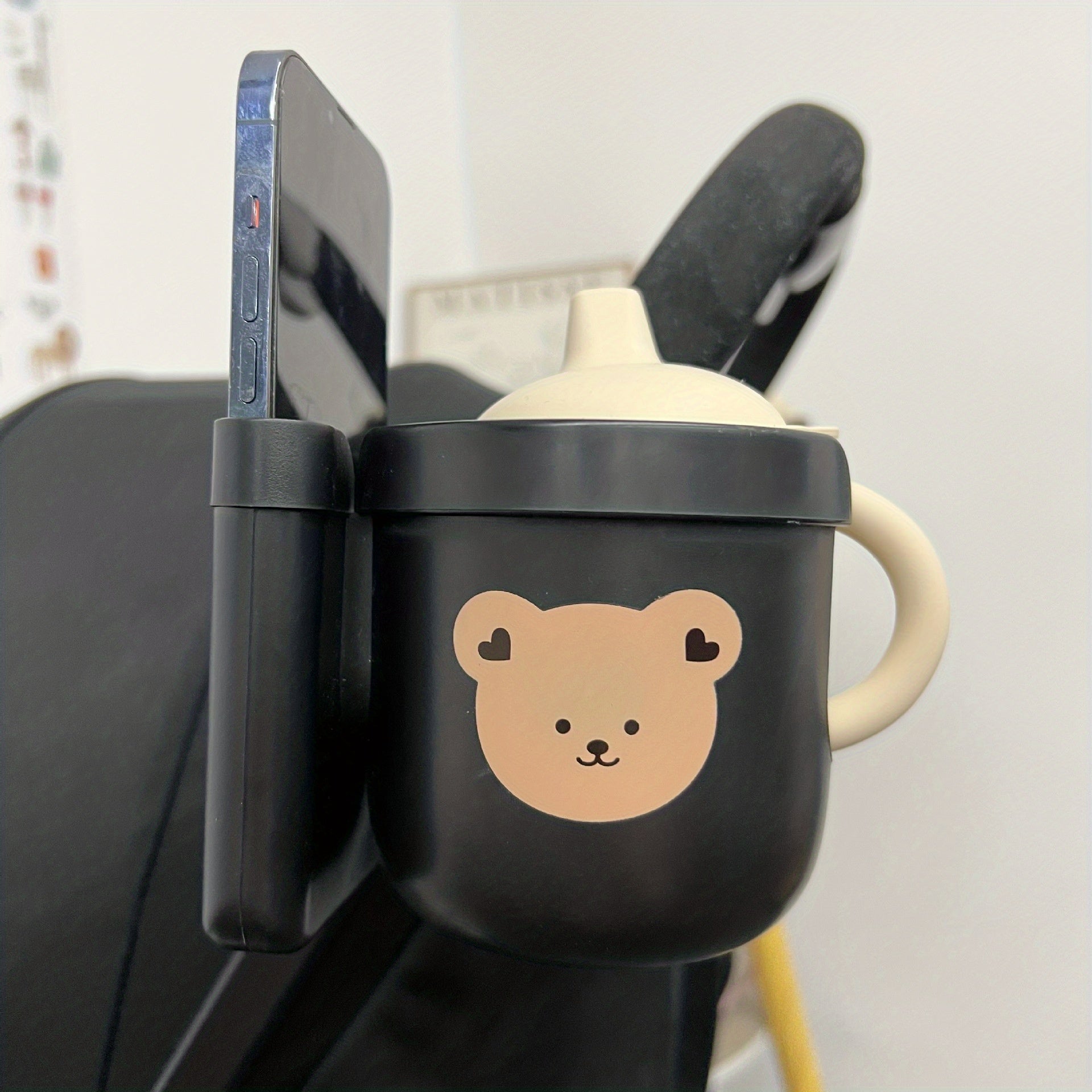 Bear Baby Stroller Bottle Rack - Securely Hold Bottles & Phone