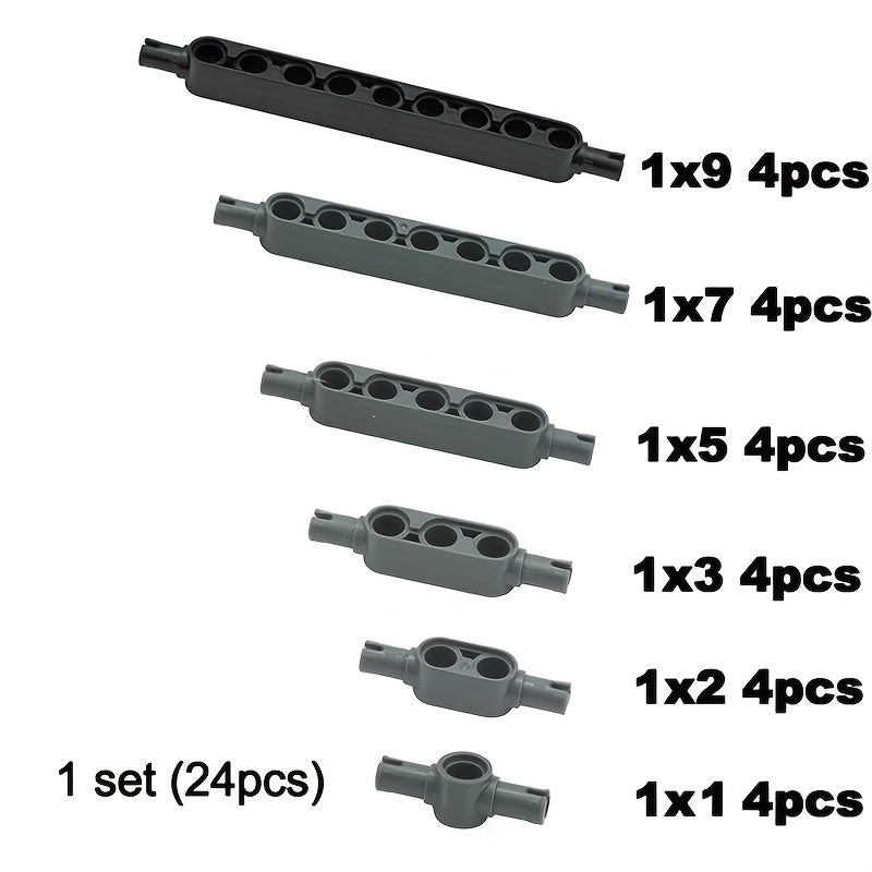 24pc Building Blocks Technology Parts Thick Beam w/ Bolt Holes on Both Ends
