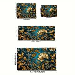 Retro Floral Area Rug Machine Washable Mat for Living Room