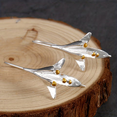 Lily Shape Ear Hook Earrings 925 Silver Plated Women's Ear Jewelry