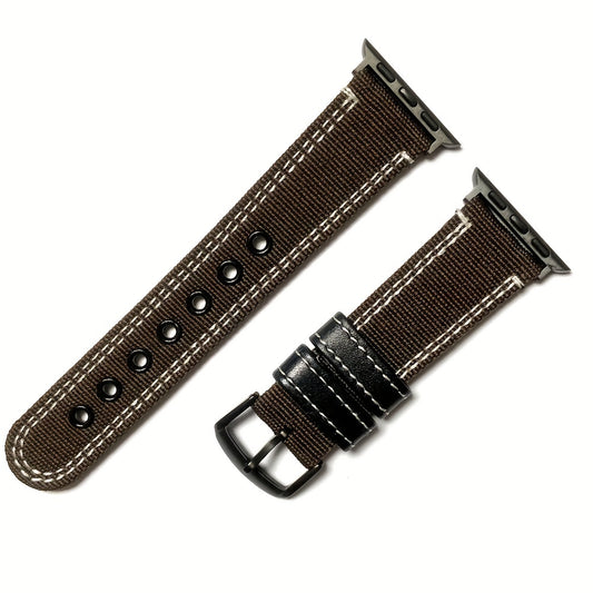 Nylon Spliced Cowhide Watch Strap for Smart Watch