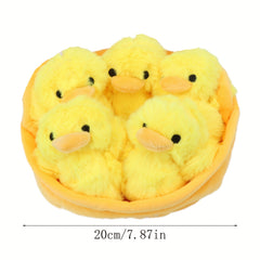 6pc Plush Toy Set Capybara Cat Dinosaur Axolotl Duck in Basket