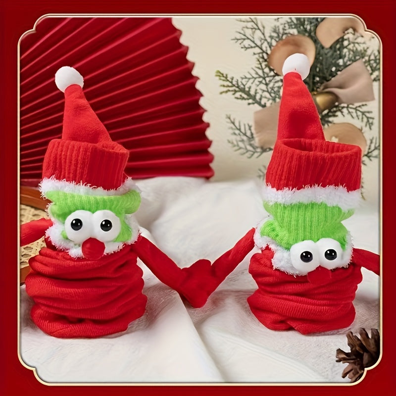 Christmas Magnetic Hands Holding Socks Funny Couple Socks