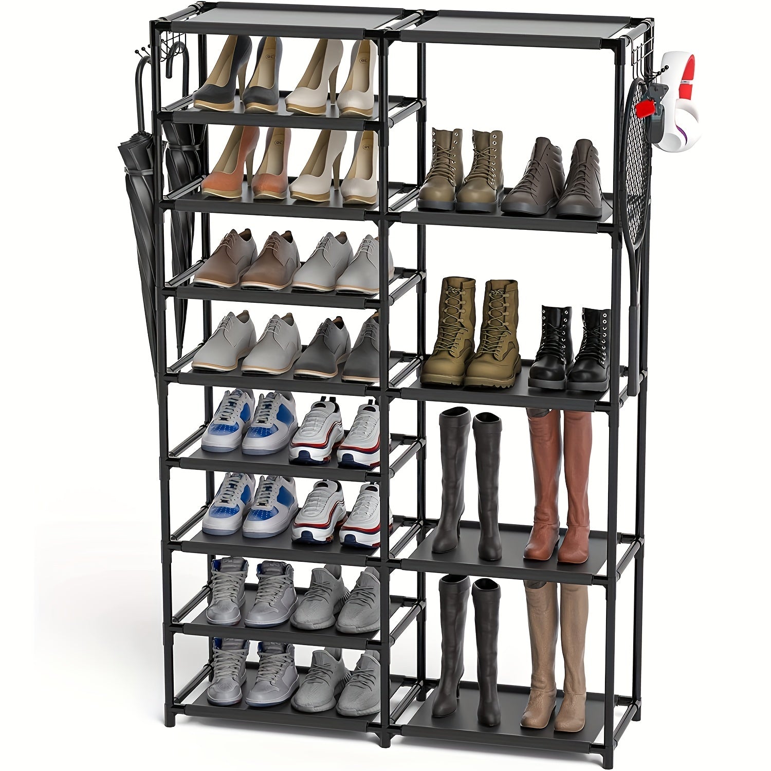 9 Tier Tall Shoe Rack Vertical Standing Shoe Rack Heavy Duty Boot Rack
