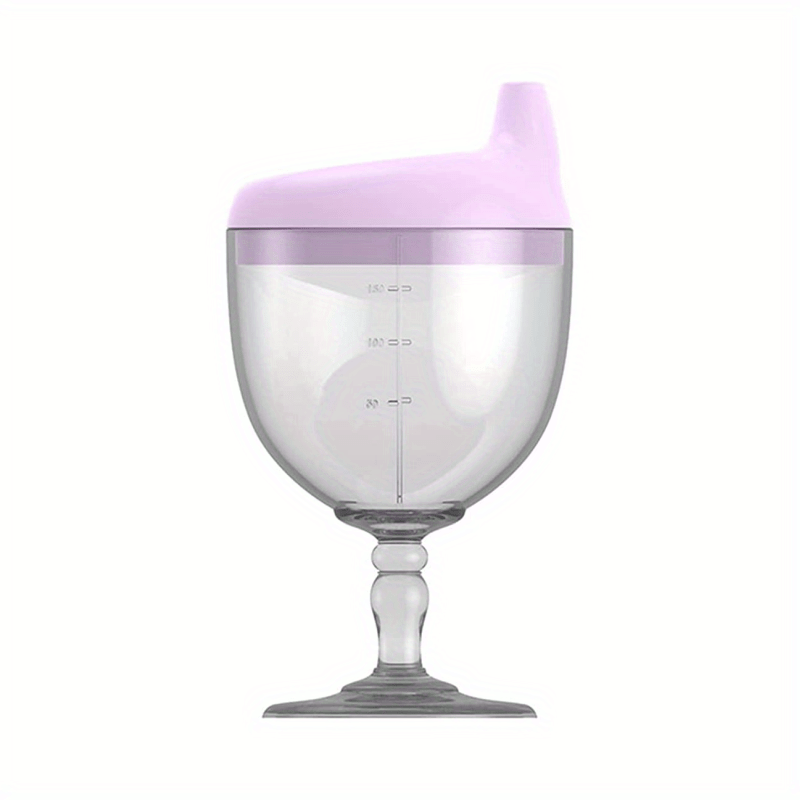 Kids Wine Sippy Cup Plastic Glass Lid Baby Goblet Beverage Mug Milk Bottle
