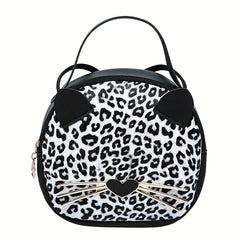 Cartoon Cat Crossbody Bag Small Round Shoulder Bag Coin Purse For Girls
