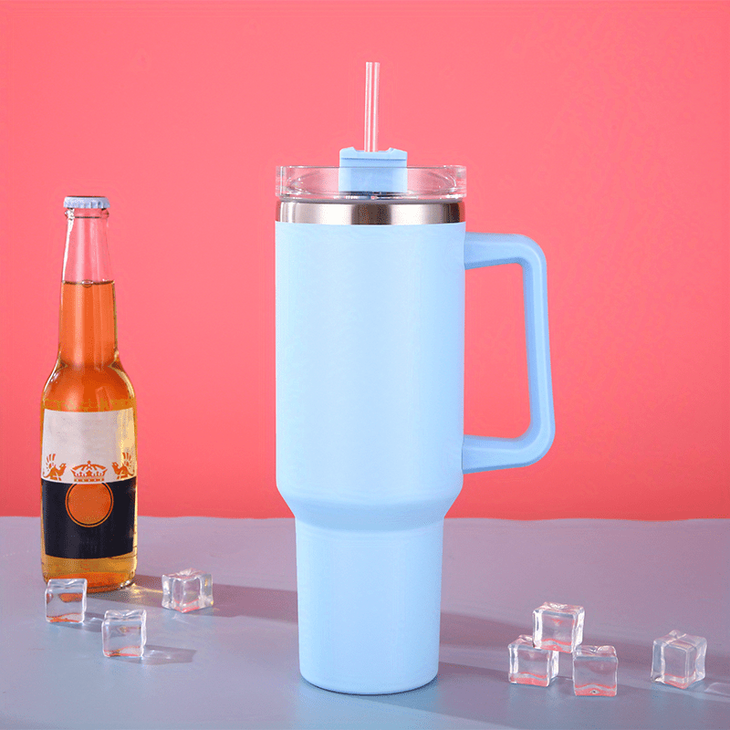 40oz Stainless Steel Double Wall Water Tumbler with Lid & Handle