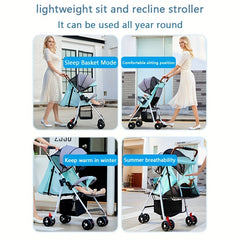 Foldable Baby Stroller Sit & Lie Down One Button Pick Up
