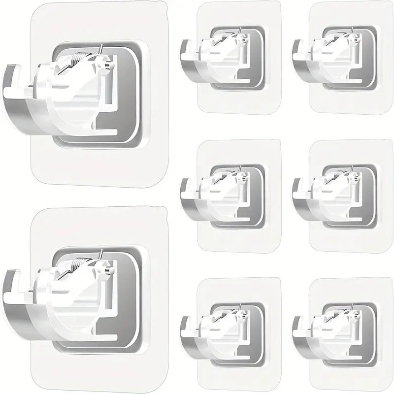 8pcs Adhesive Curtain Rod Brackets - No Drilling Rod Holder Hooks