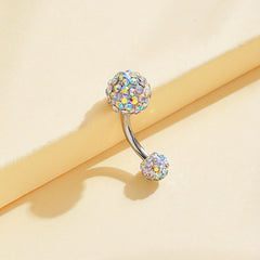 Zircon Belly Button Ring Stainless Steel Navel Piercing