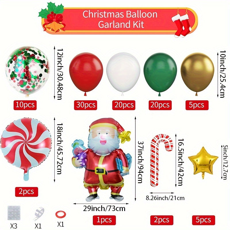99pcs Christmas Balloons Set Santa Claus Candy Cane Red Windmill Air Balloons
