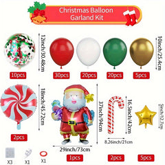 99pcs Christmas Balloons Set Santa Claus Candy Cane Red Windmill Air Balloons
