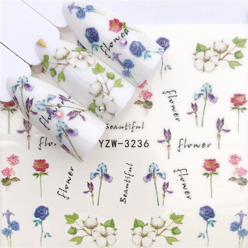 Floral Spring Summer Nail Art Decals Tulips Fern Stickers