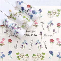 Floral Spring Summer Nail Art Decals Tulips Fern Stickers