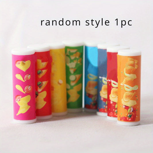 1pc Canned Potato Chips Mixed Colors Realistic Snack Designs Dollhouse Accessori