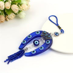 Horse Foot Shape Alloy Keychain Devil's Eye Pendent Car Ornament