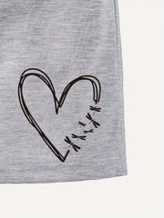 Girls' Casual Heart Graphic Shorts with Pockets