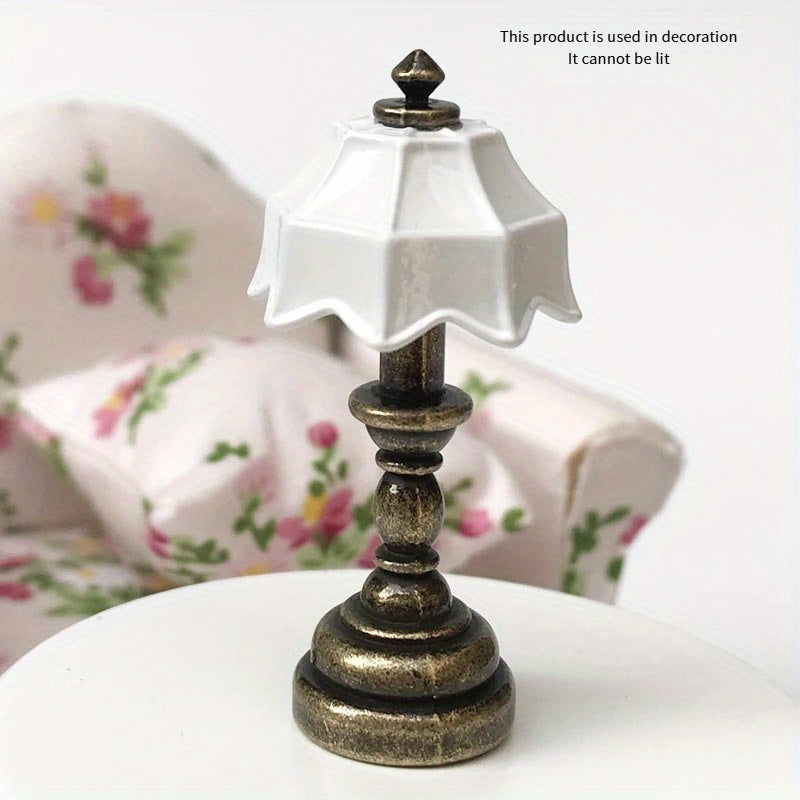 1:12 Scale Metal Table Lamp Vintage Style Bedside Replica for Dollhouse