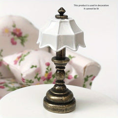 1:12 Scale Metal Table Lamp Vintage Style Bedside Replica for Dollhouse