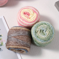 Gradient Woven Thread Wool Cotton Cake Christmas Scarf Yarn