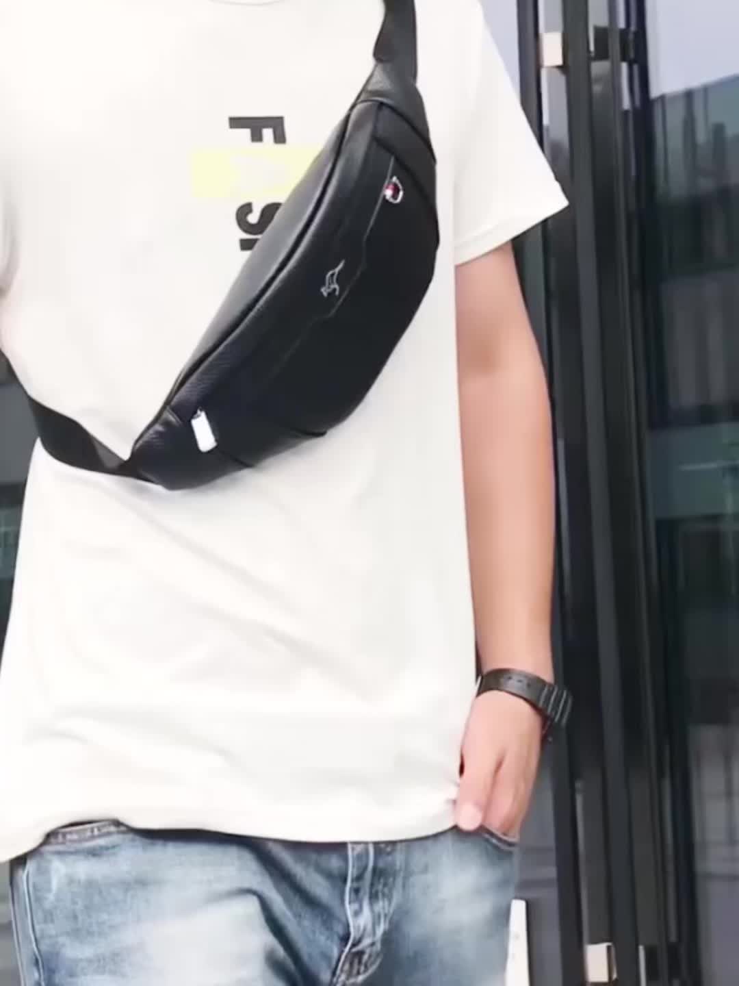 Men's PU Leather Waist Bag Crossbody Chest Bag