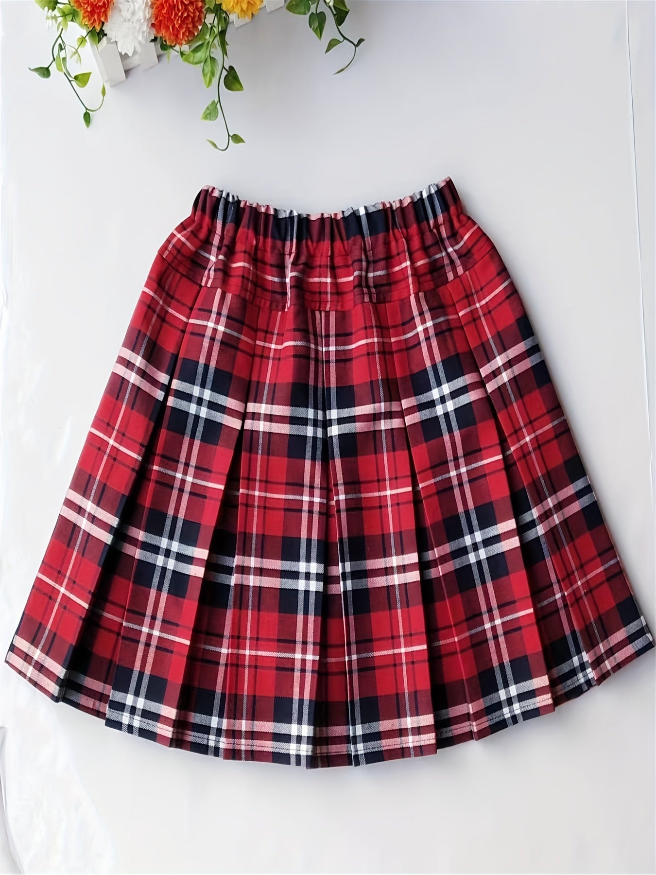 Girls Pleated Plaid Skirt School Uniform Short Skirt