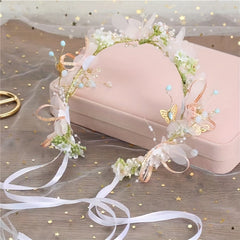 Girls Flower Headdress Hair Accessories Bracelet - Gift For Kids