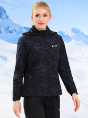 Women's Camo Outdoor Jacket with Fleece Lining for Hiking Skiing
