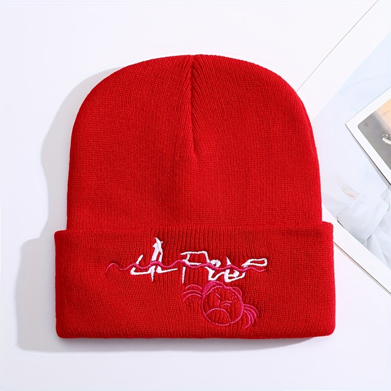 Cartoon Embroidery Knitted Hat Warm Pullover Hip Hop Cold H