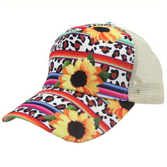Sun Flower Embroidery Print Baseball Cap Outdoor Sport